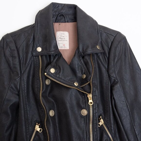 Free People Melrose Vegan Leather Moto Jacket Size XS - Picture 7 of 15